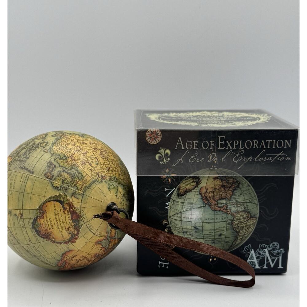 Age Of Exploration World Globe Ornament Mini Replica Keepsake 3" New in Open Box